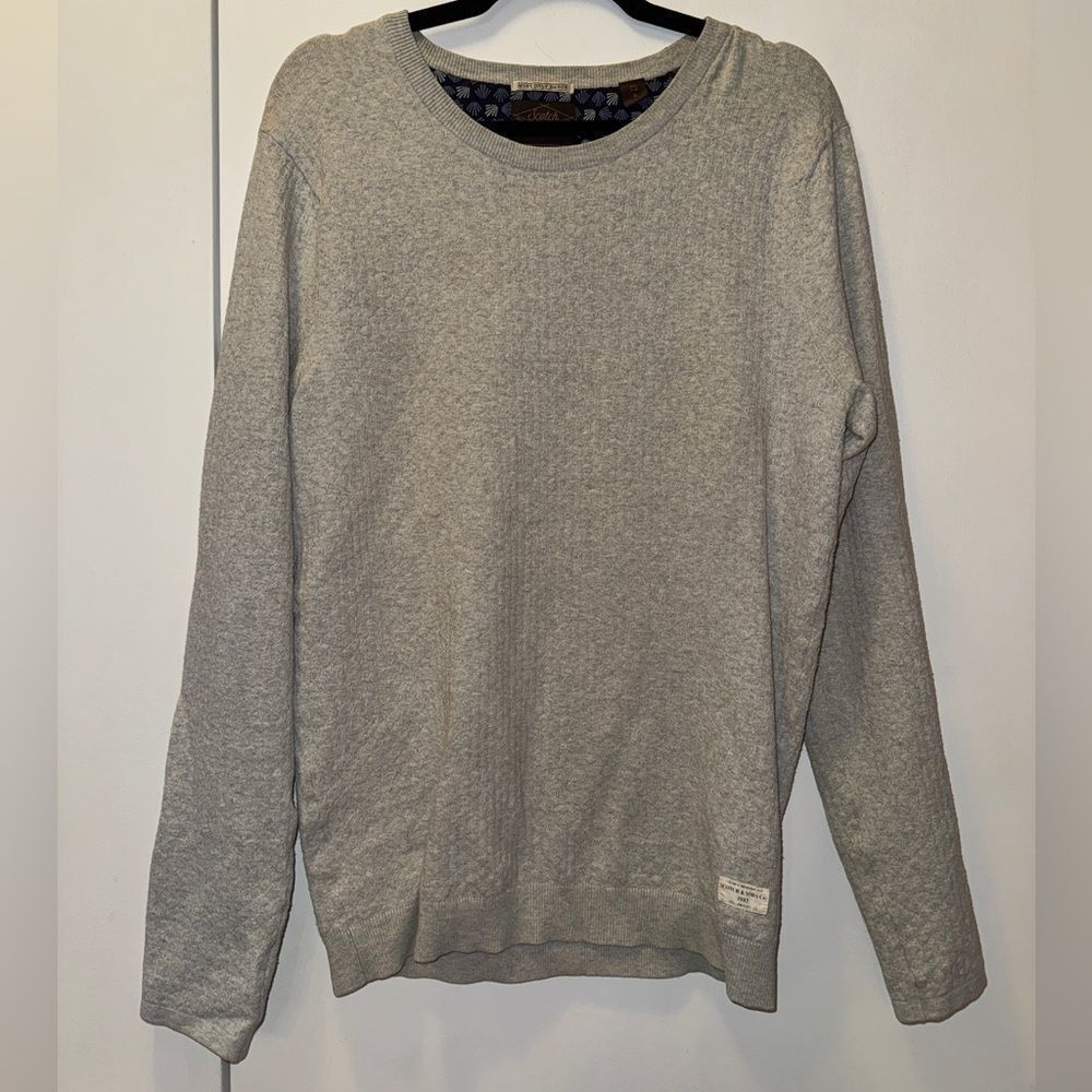 SCOTH & SODA Textured Knit Pullover Sweater Grey Men’s Size Small